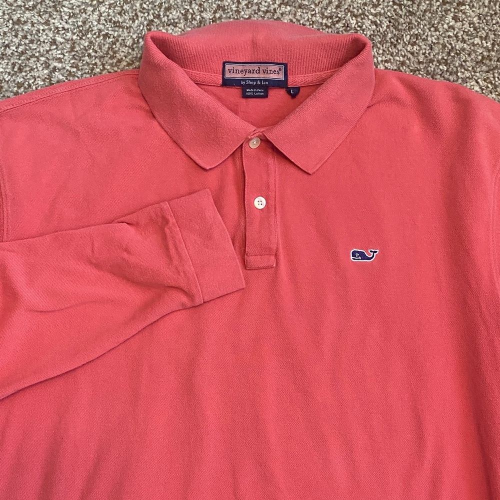 Vineyard Vines Men's Pink Long Sleeve Polo Shirt XL